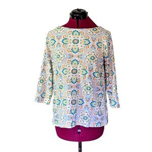 Croft & Barrow Knit Top Women’s M Multicolor Boat Neck 3/4 Sleeve Blouse